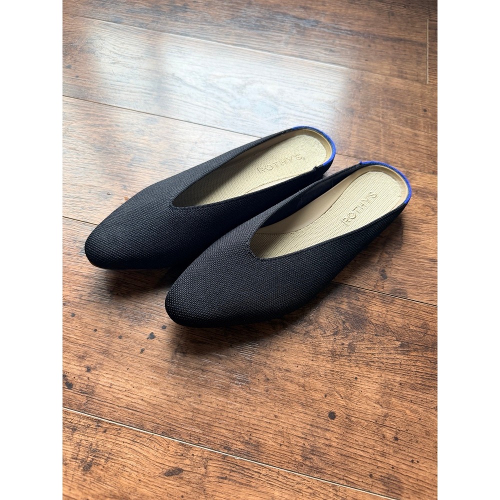 Rothy's The Almond Demi Black Mules in Size 7